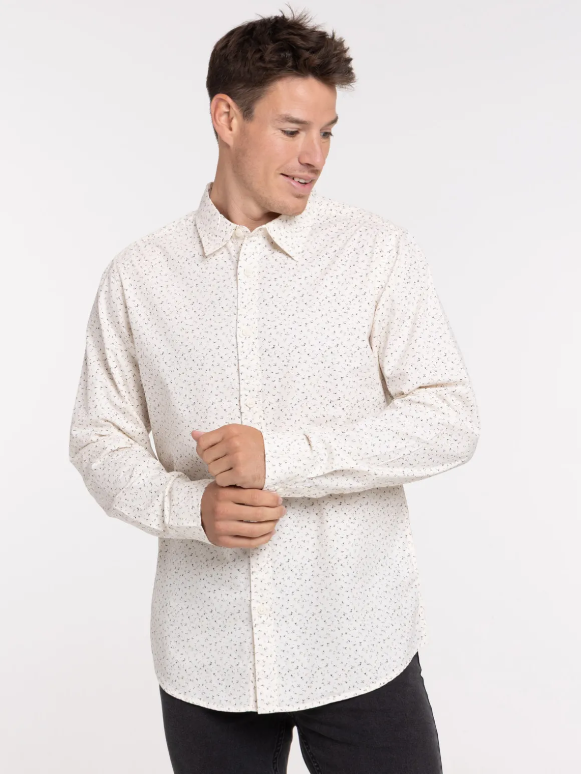 Chemise fleurs manches longues homme