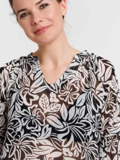 Chemise florale manches longues femme