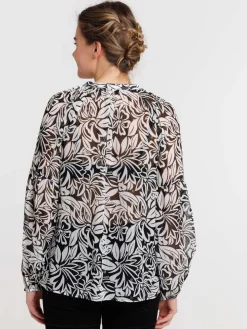 Chemise florale manches longues femme