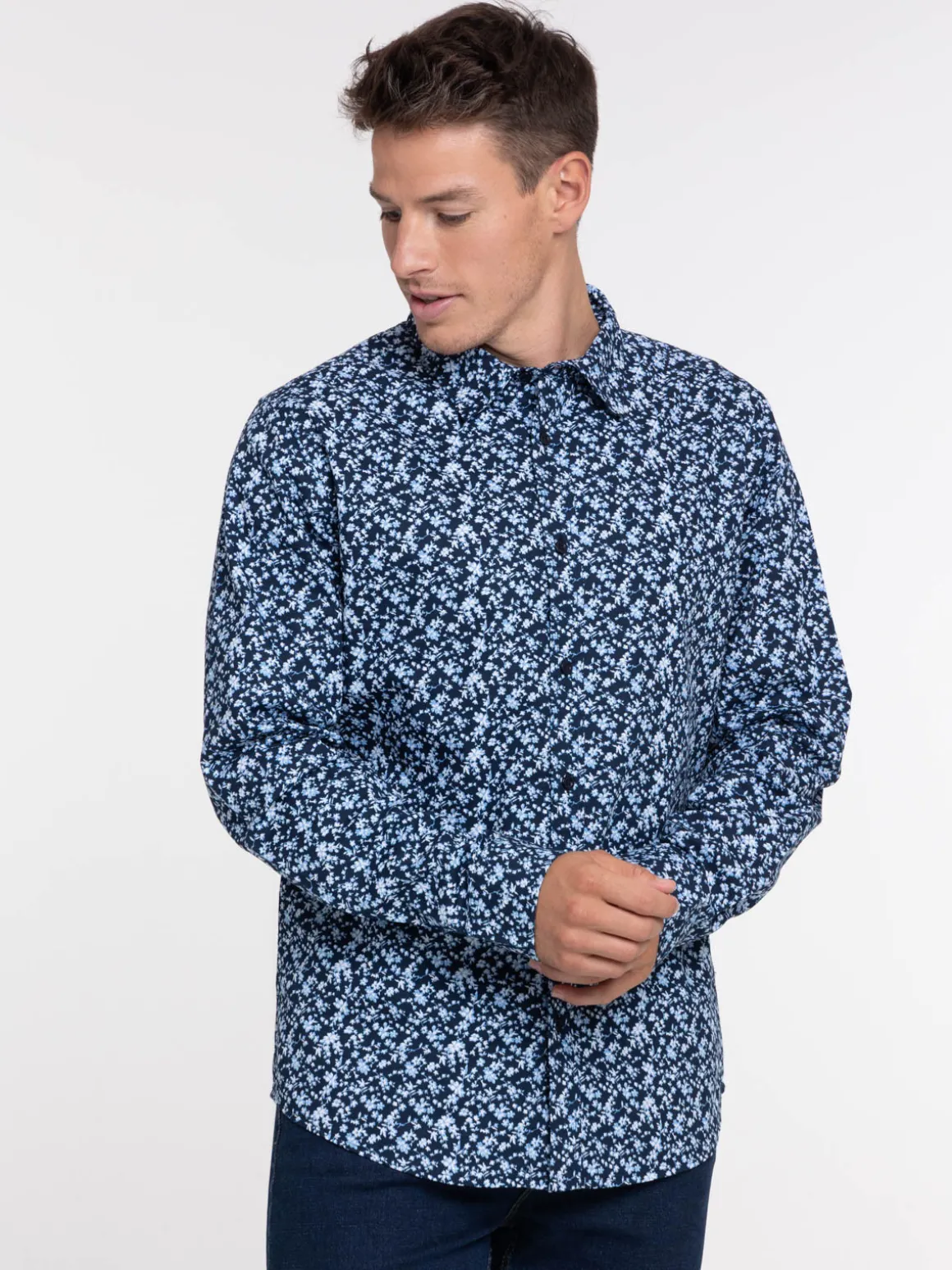Chemise homme fleurie manches longues