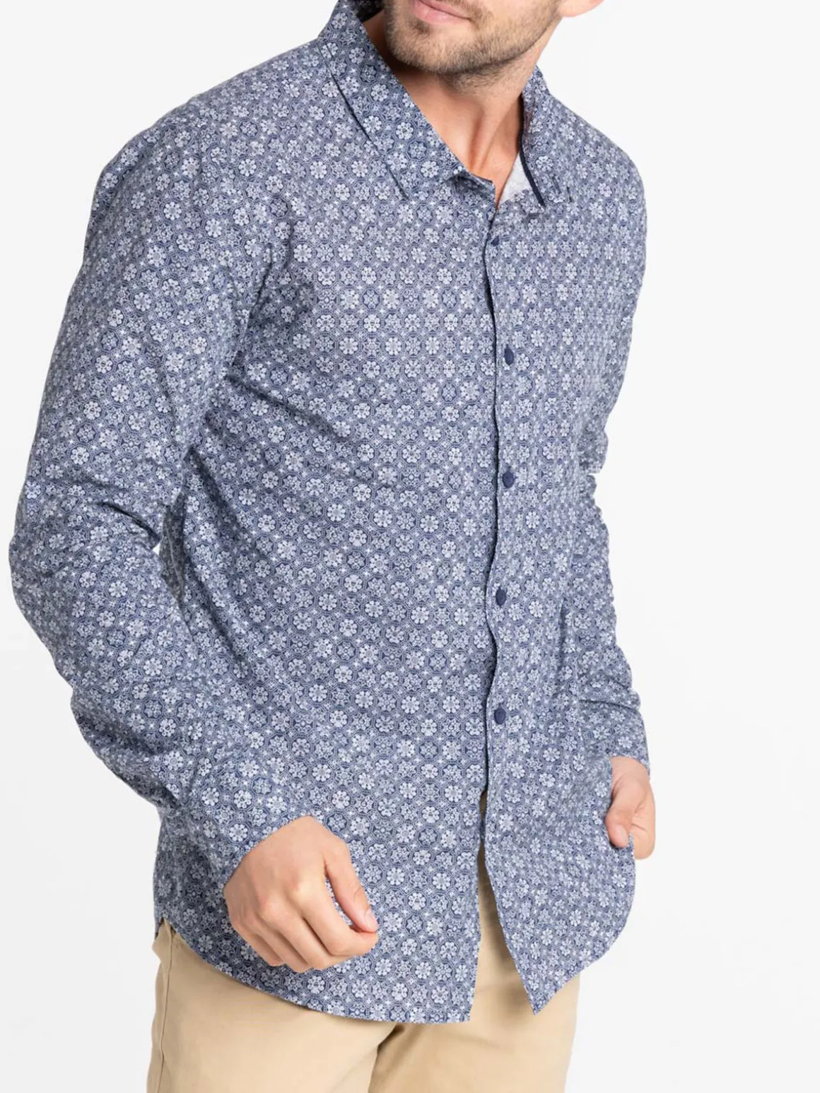 Chemise homme imprimée marine navy