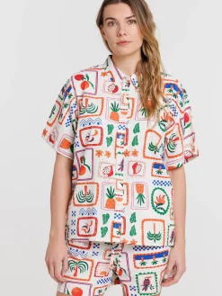 Chemise imprimé timbre all over femme