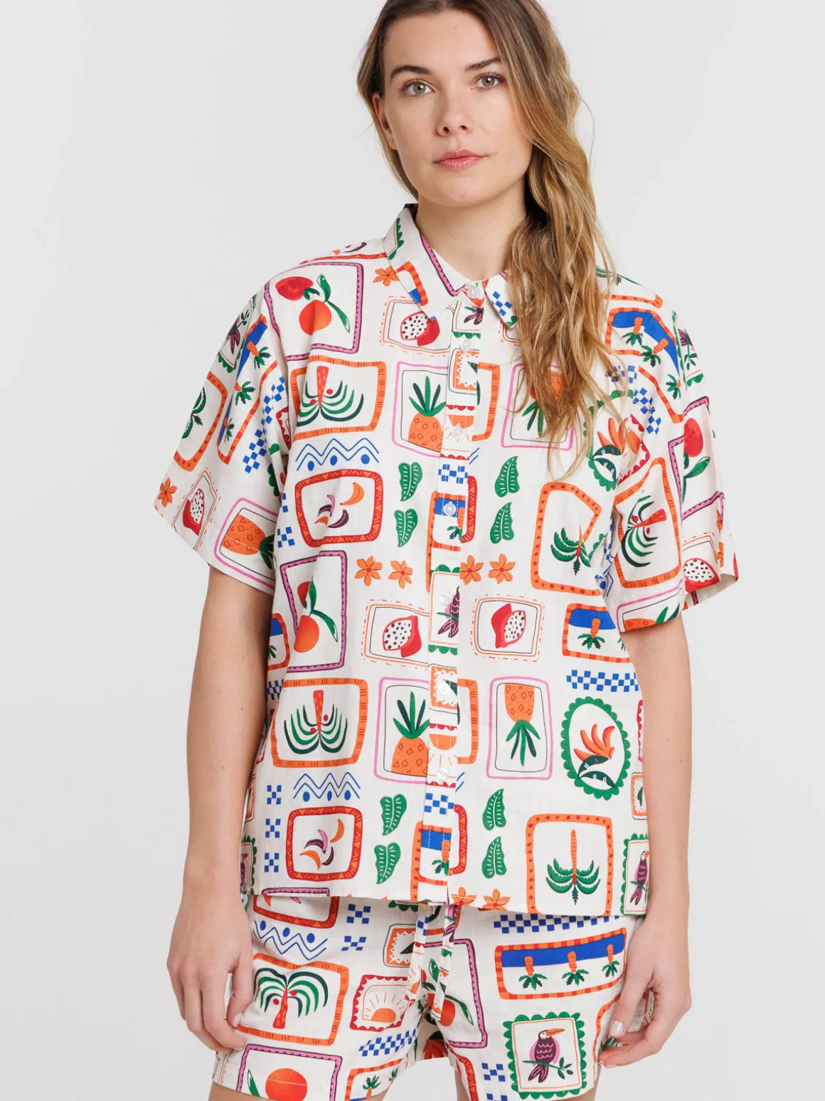 Chemise imprimé timbre all over femme