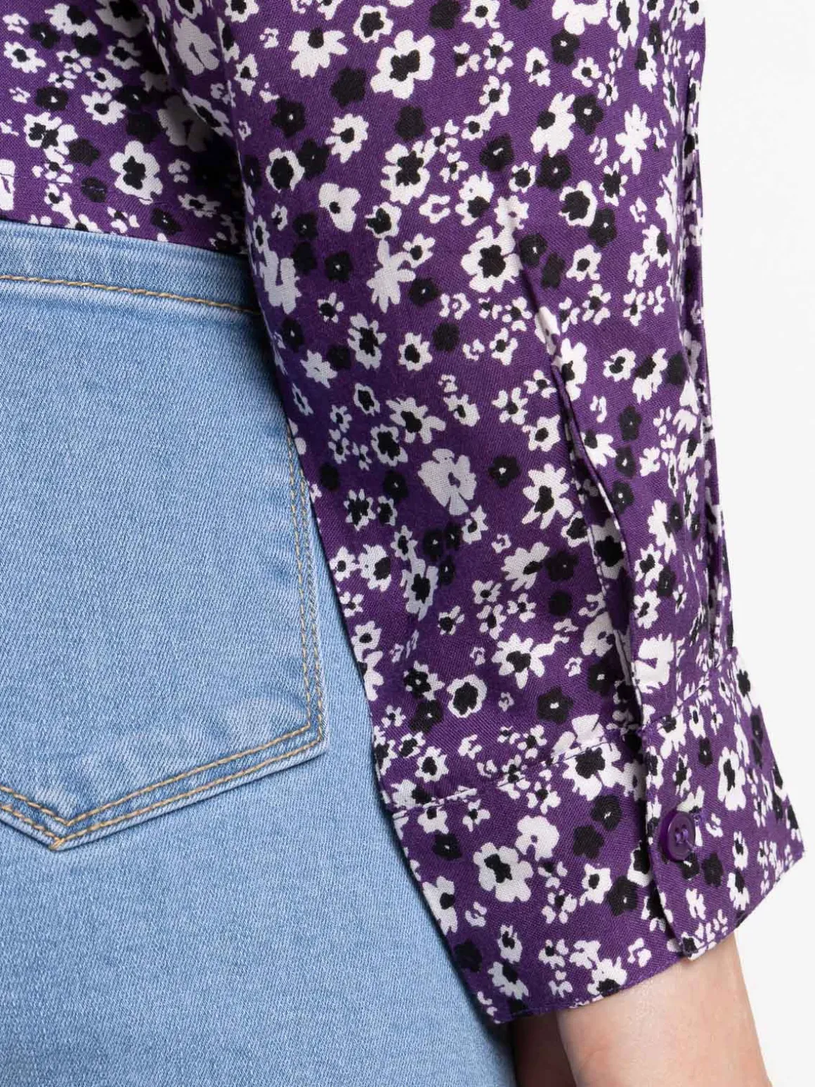 Chemise imprimée fleurie courte femme