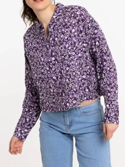 Chemise imprimée fleurie courte femme