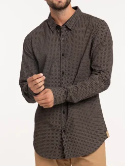 Chemise imprimée graphique noire homme