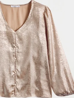 Chemise lamée dorée femme