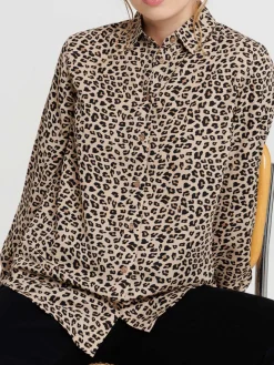Chemise léopard manches longues femme
