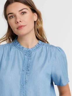 Chemise manches courtes femme bleu pâle