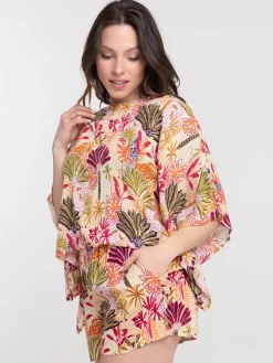 Chemise manches courtes tropicale femme