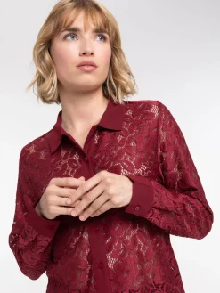 Chemise manches longues dentelle femme