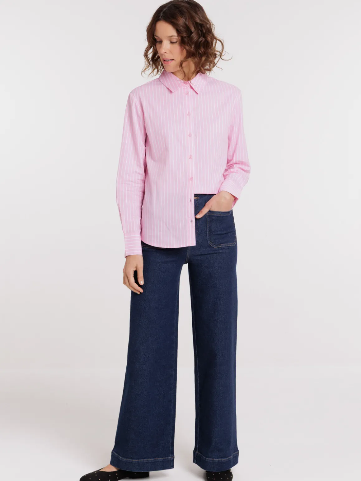 Chemise manches longues rayée femme
