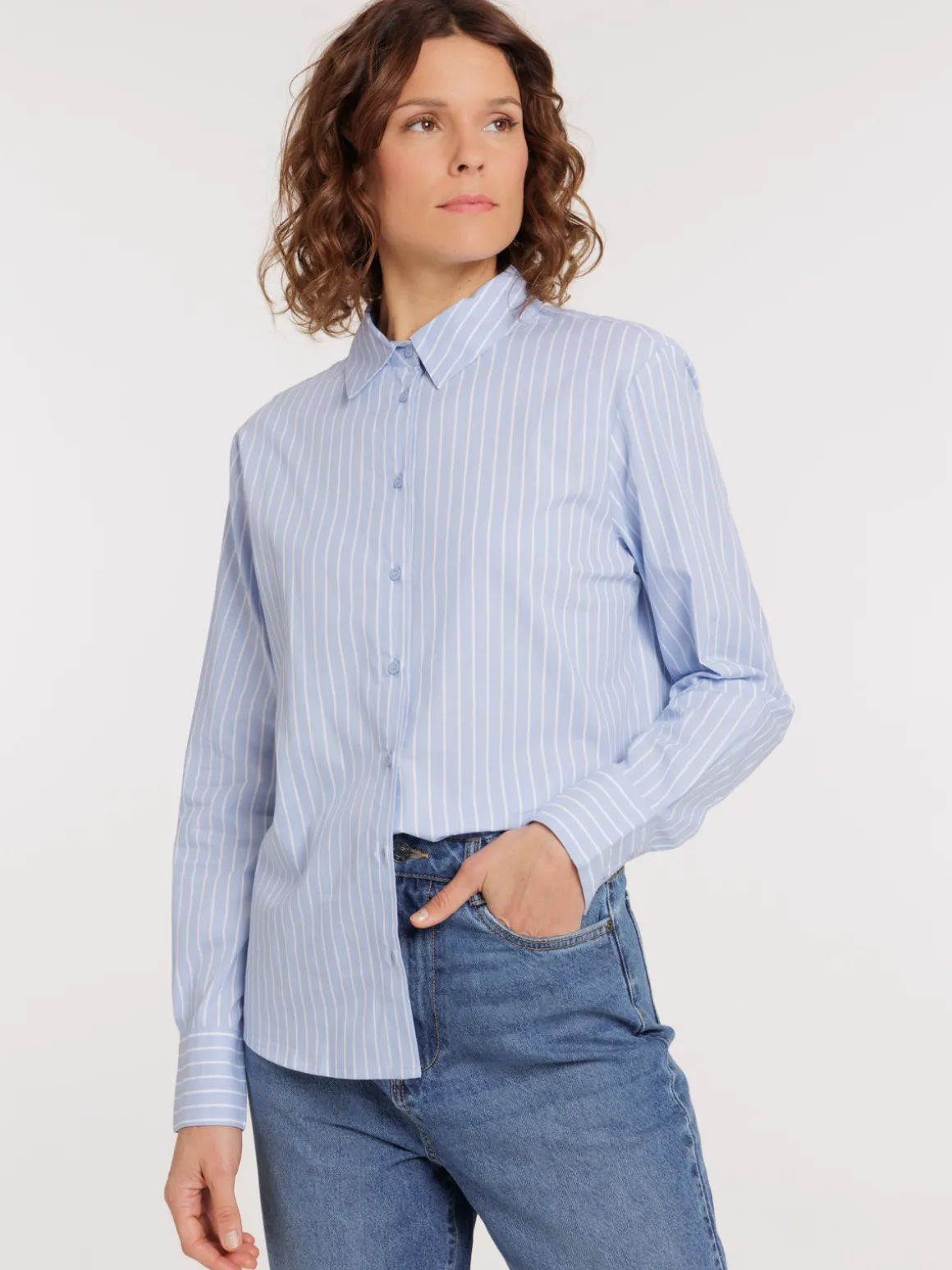 Chemise manches longues rayée femme