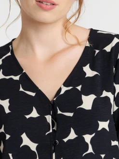 Chemise noire imprimée graphique femme