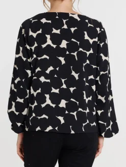 Chemise noire imprimée graphique femme