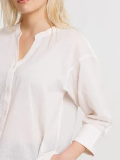 Chemise oversized crème grisée femme