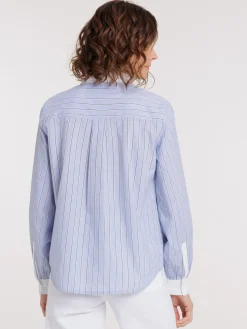 Chemise rayée col contrasté femme