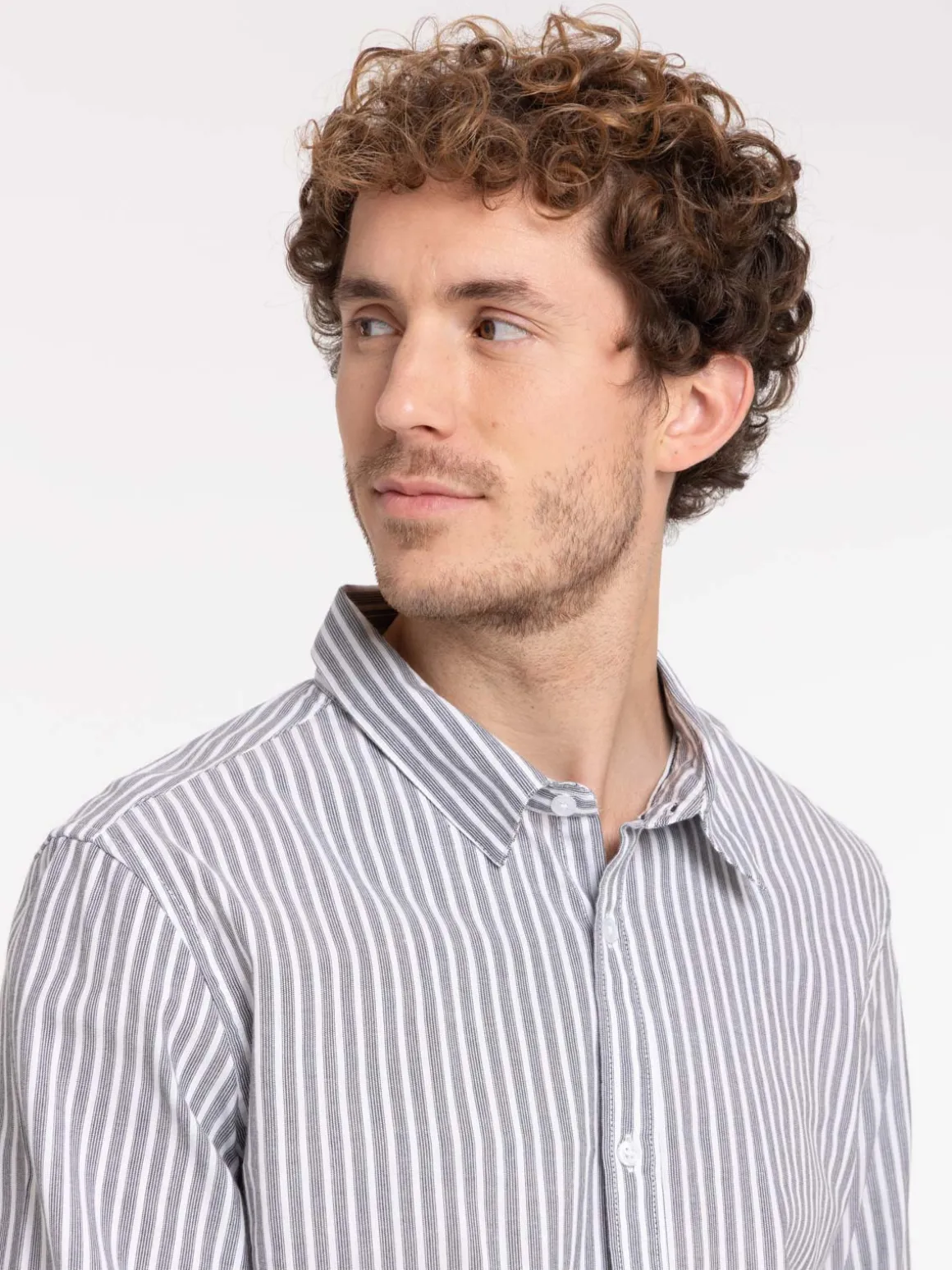 Chemise rayée grise homme