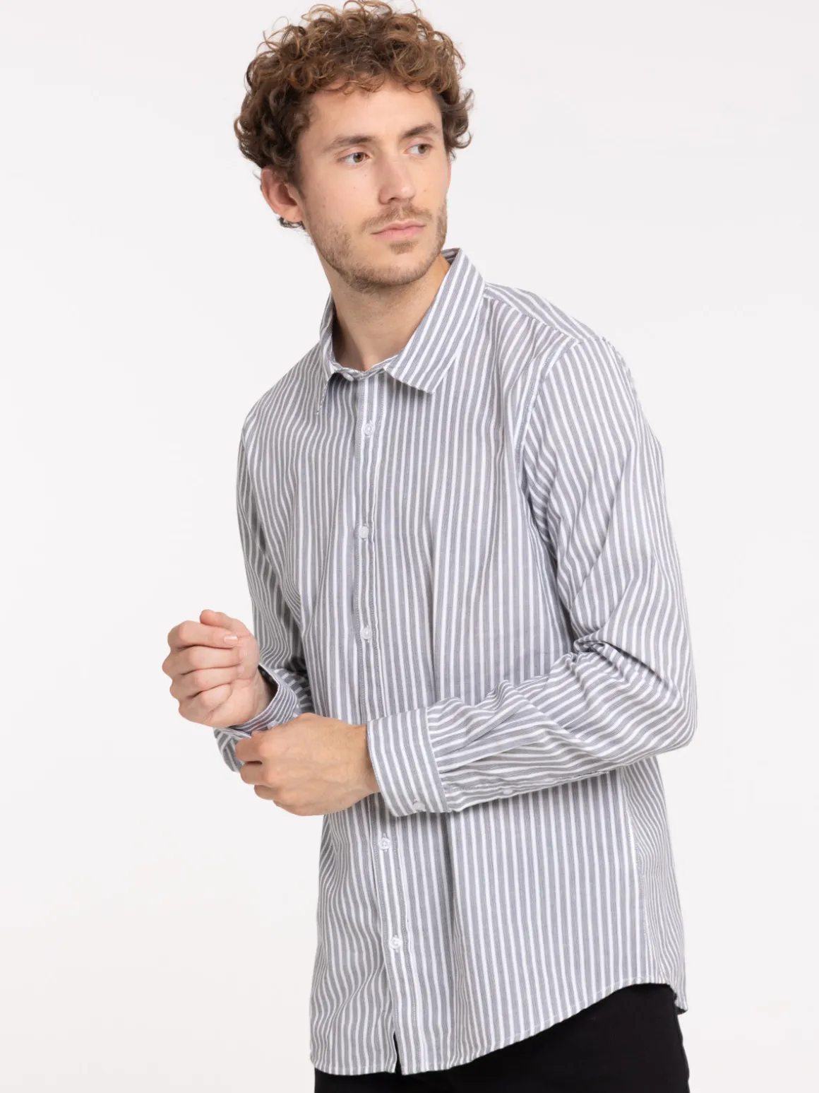 Chemise rayée grise homme