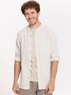 Chemise rayée homme coloris sable