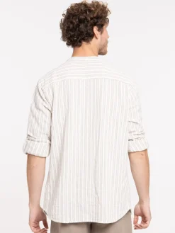Chemise rayée homme coloris sable