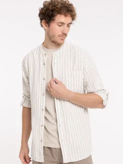 Chemise rayée homme coloris sable