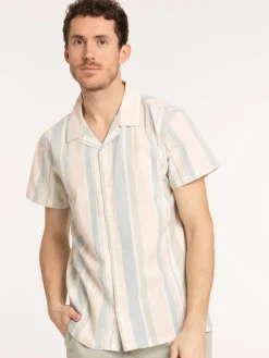 Chemise rayée homme coloris ivoire