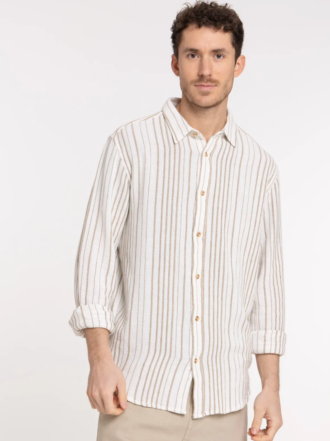 Chemise rayée manches longues homme