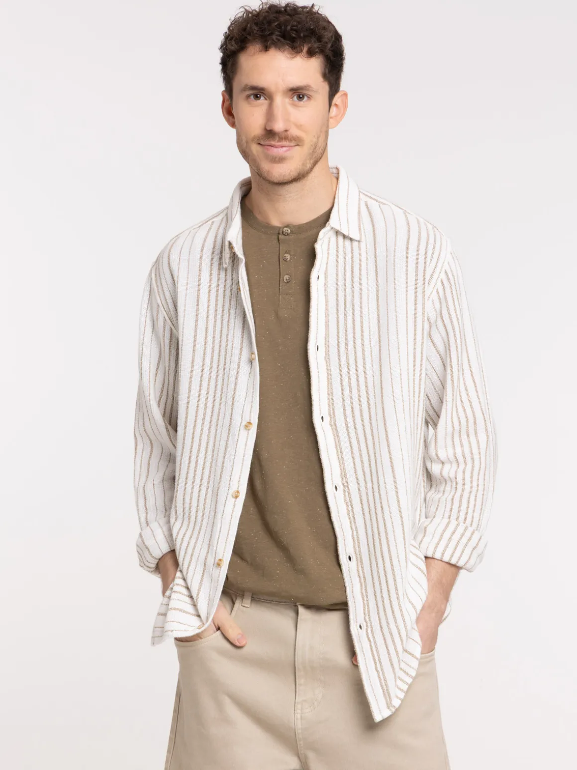 Chemise rayée manches longues homme