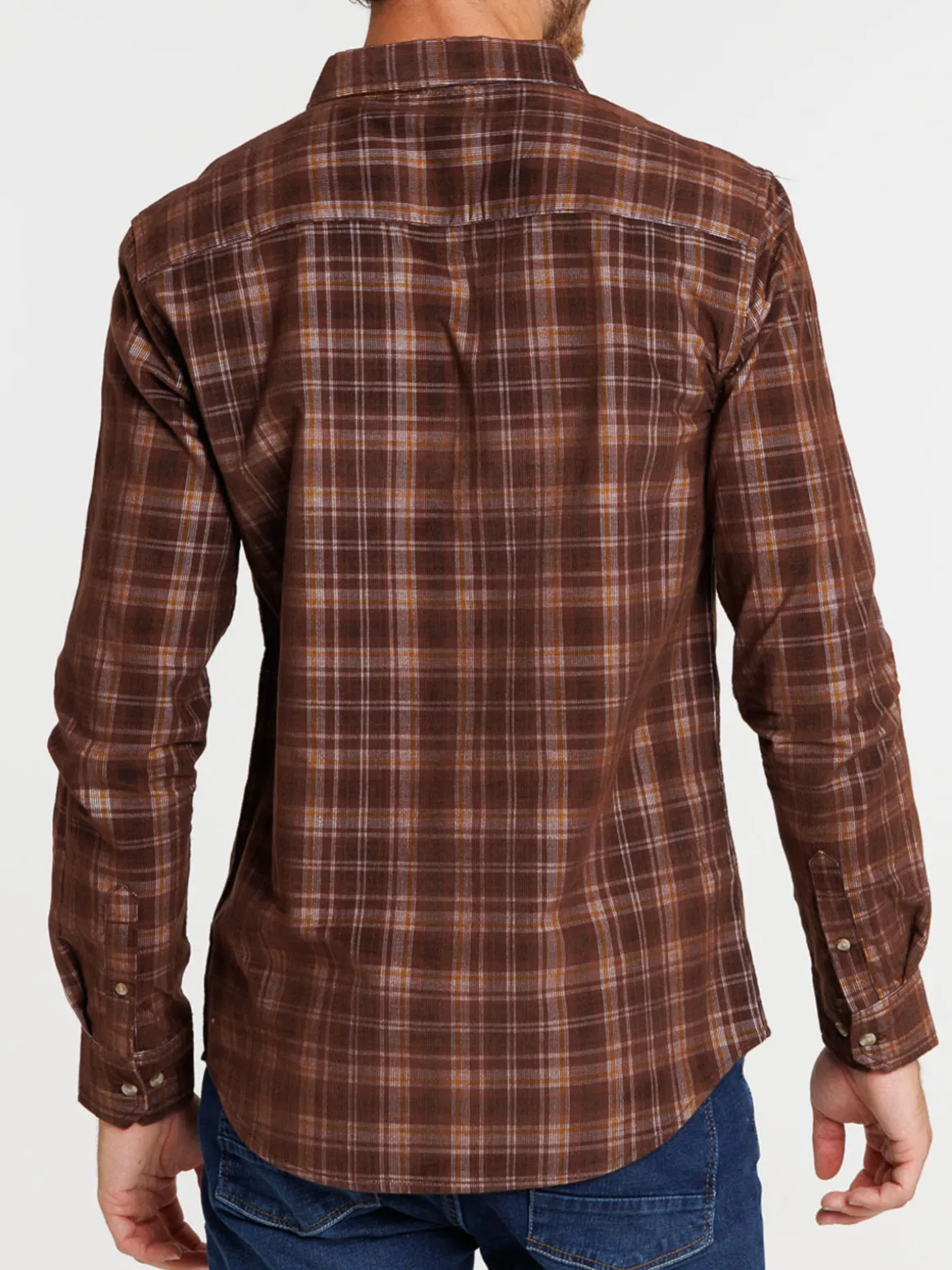 Chemise velours à carreaux homme