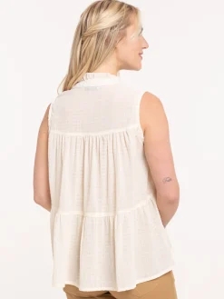 Chemise volantée sans manches femme