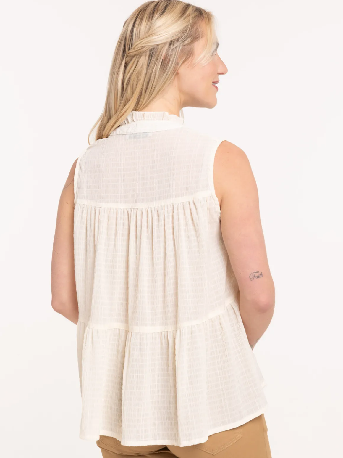 Chemise volantée sans manches femme