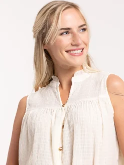 Chemise volantée sans manches femme