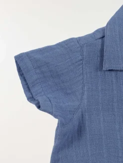 Chemisette unie indigo garçon (6-36M)