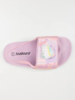 Claquette coeur fille lilas (24-30)