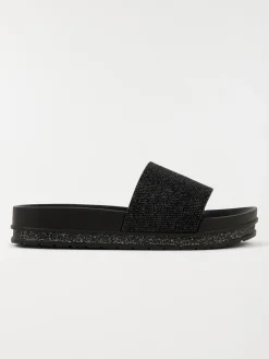 Claquette strass noire femme (36-41)