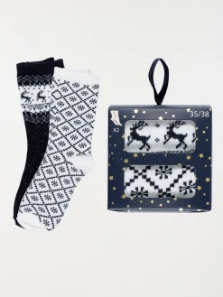 Coffret chaussettes de Noël navy femme