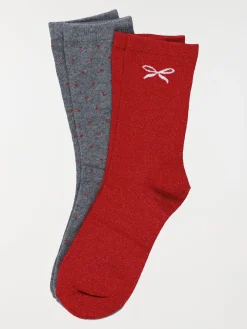Coffret chaussettes de noël rouge femme