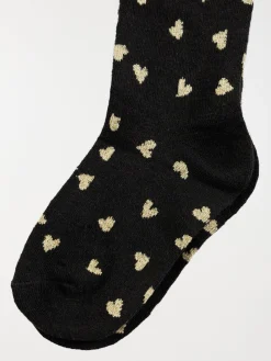Collants chauds coeurs dorés fille
