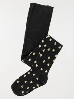 Collants chauds coeurs dorés fille