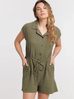 Combinaison courte gaze de coton femme