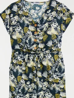 Combinaison-pantalon motif végétal femme