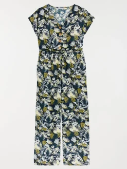 Combinaison-pantalon motif végétal femme