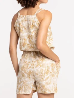 Combishort col V motif exotique femme