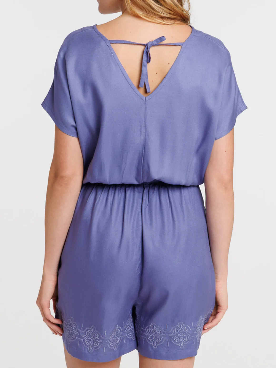 Combishort col V sunset blue femme