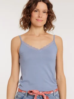 Débardeur à bretelles denim blue femme