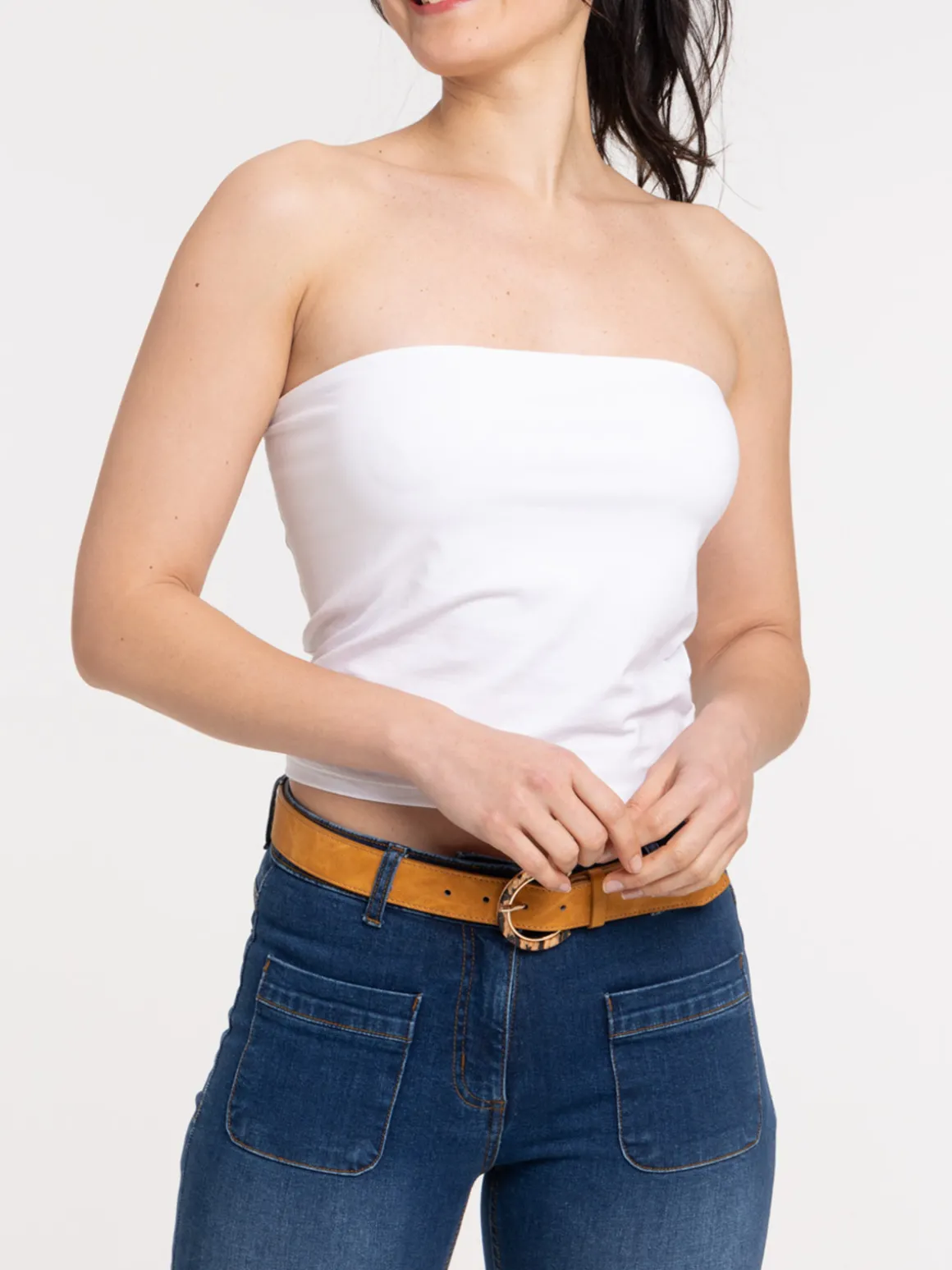 Débardeur bandeau femme coloris blanc