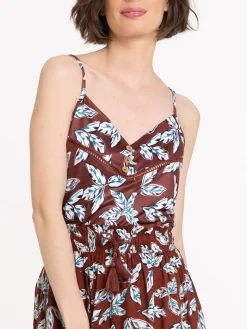 Débardeur bretelles feuilles femme