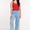 Débardeur col rond boutons femme