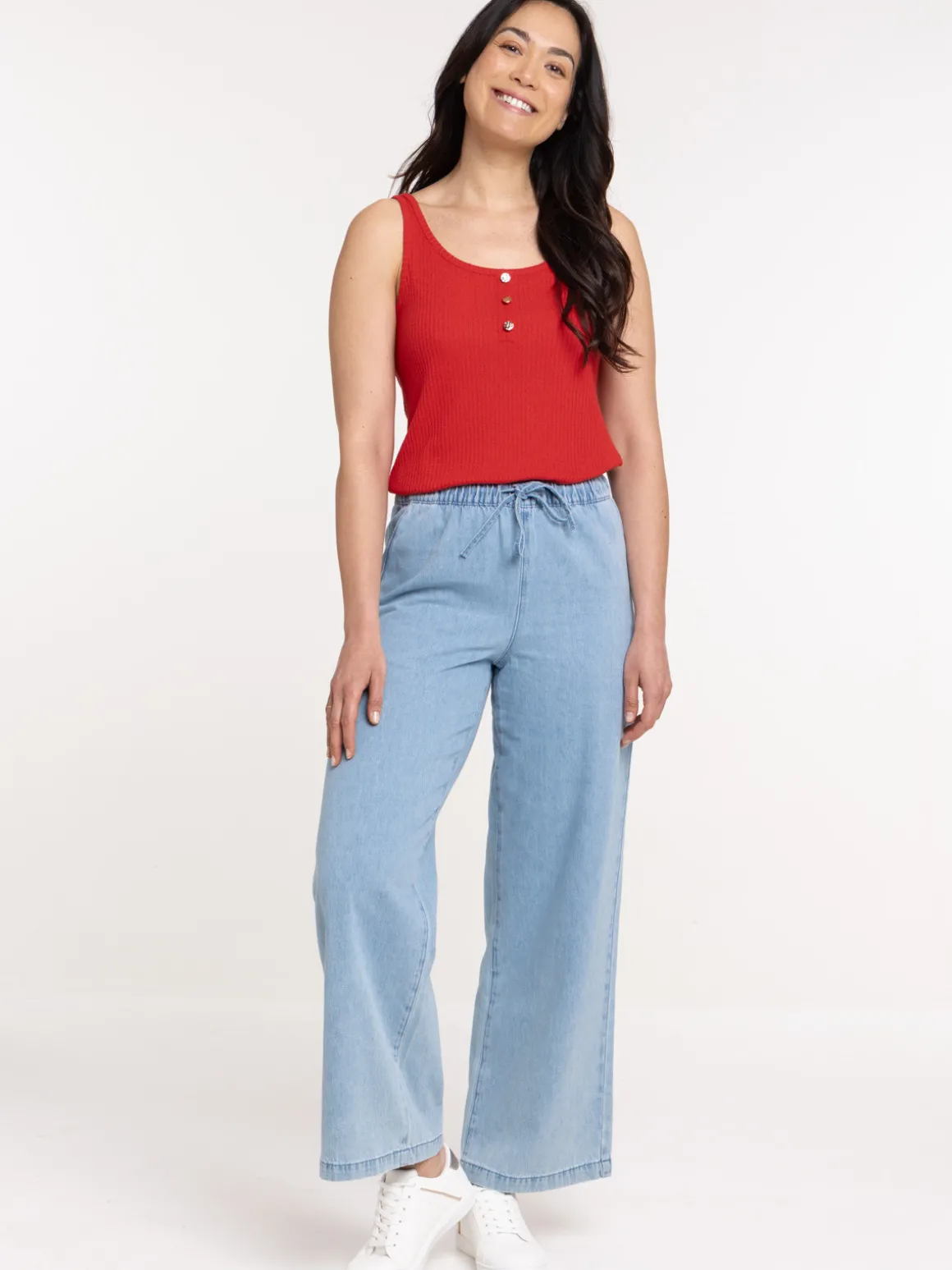 Débardeur col rond boutons femme
